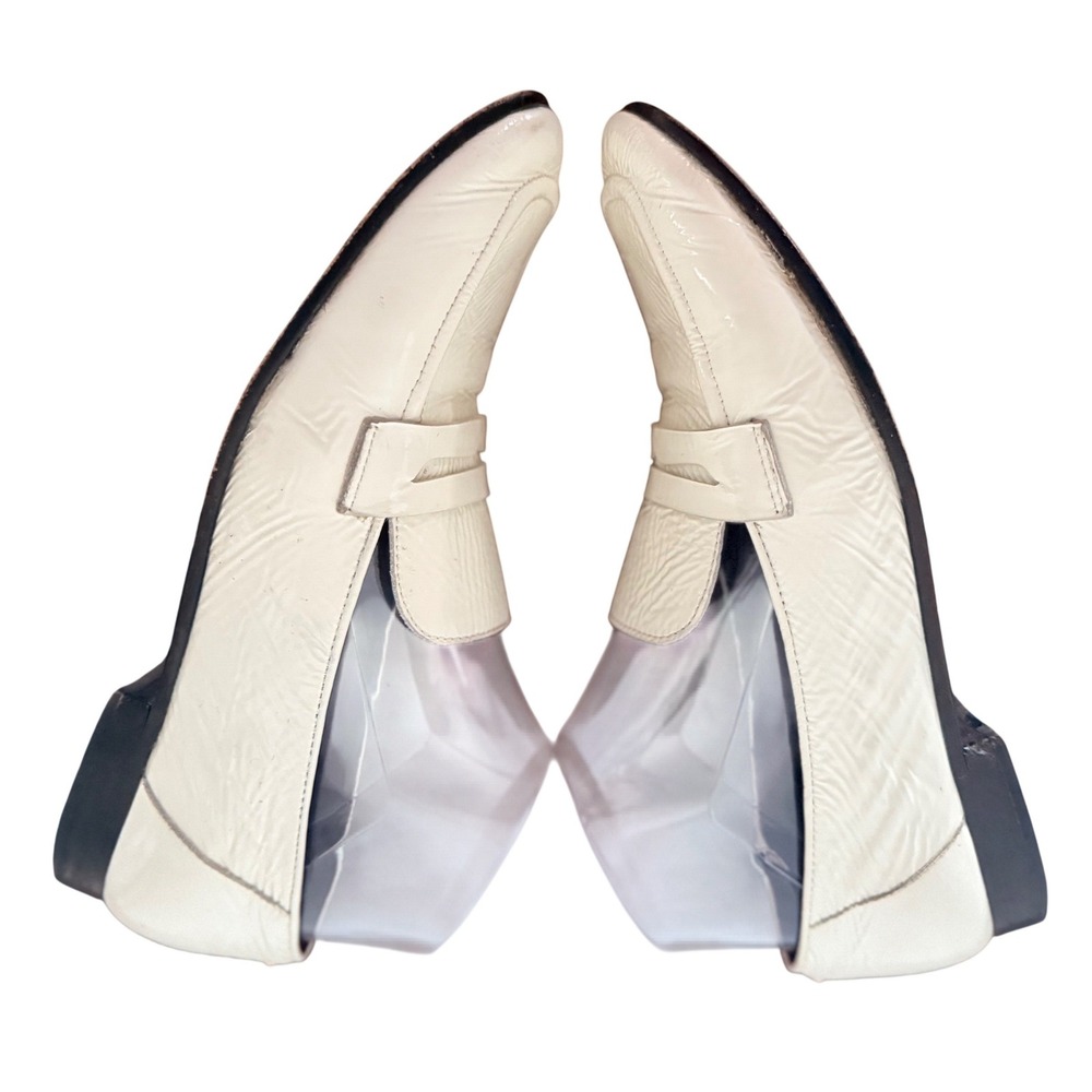 Kate Spade New York Cream Patent Leather Penny Loafers Flats Size 6.5M Off White